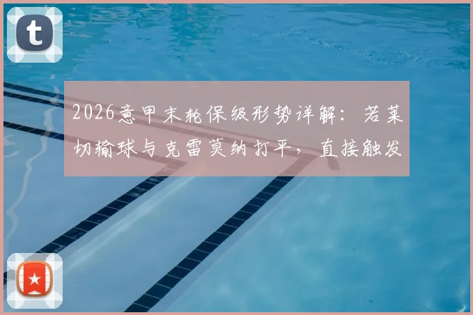 2026意甲末轮保级形势详解：若莱切输球与克雷莫纳打平，直接触发两回合附加赛规则